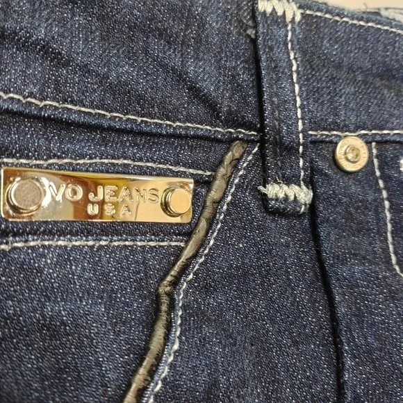 Virgin Only Embellished Metallic Thread Flare Jeans Sz 5 - Picture 7 of 10